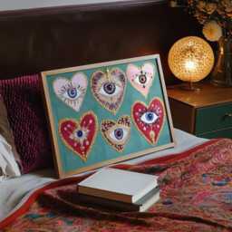 Coquette Heart Eye Print, Glam Pink & Red Celestial Wall Art - thumbnail 3