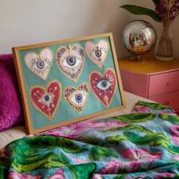 Coquette Heart Eye Print, Glam Pink & Red Celestial Wall Art - thumbnail 2