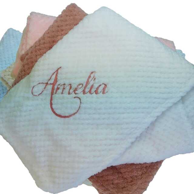 Personalised Embroidered Super Soft Waffle Wrap, Choice Of Fonts & Thread Colours New Born Baby Boy, Girl Blanket, Gift - image 1