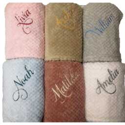 Personalised Embroidered Super Soft Waffle Wrap, Choice Of Fonts & Thread Colours New Born Baby Boy, Girl Blanket, Gift - thumbnail 3