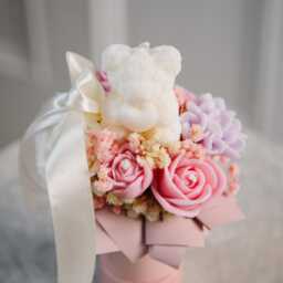 Teddy Bear Candle Bouquet - Baby Shower Gift Christening Newborn Nursery Decor - thumbnail 4