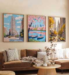 Set Of 3 New York Posters, Usa Travel Prints, Nyc City Wall Art Set, Skyline Decor, Big Apple Gift Art, American Posters - thumbnail 1