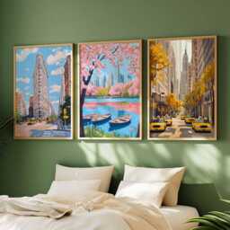 Set Of 3 New York Posters, Usa Travel Prints, Nyc City Wall Art Set, Skyline Decor, Big Apple Gift Art, American Posters - thumbnail 2