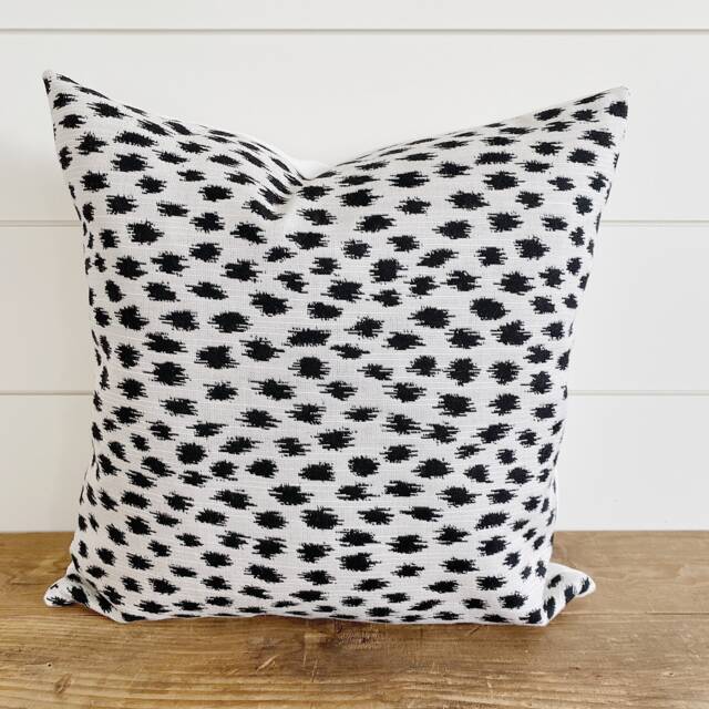 Harper -- Ivory With Black Ikat Indoor/Outdoor Pillow Cover ??? Outdoor Waterproof Pillows Lumbar & White - image 1