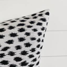 Harper -- Ivory With Black Ikat Indoor/Outdoor Pillow Cover ??? Outdoor Waterproof Pillows Lumbar & White - thumbnail 2