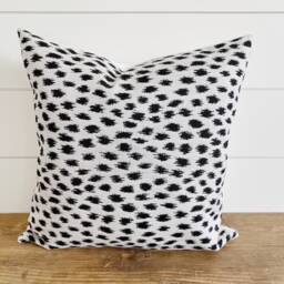 Harper -- Ivory With Black Ikat Indoor/Outdoor Pillow Cover ??? Outdoor Waterproof Pillows Lumbar & White - thumbnail 1