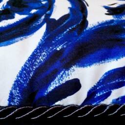 Painted Baroque Fashion Fabric Pillow - Blue/White - thumbnail 3