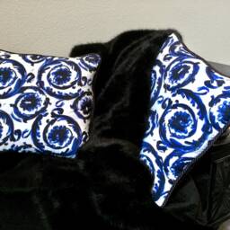 Painted Baroque Fashion Fabric Pillow - Blue/White - thumbnail 2