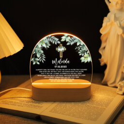 Custom Night Light Cross Prayer, Acrylic Baptism Desk Lamp, Led Lights With Kids Name Date, Baby Shower Favors, Gifts For Boy Girl