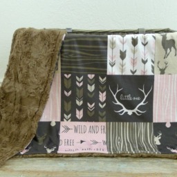 Personalized Minky Blanket - Faux Patchwork Quilt Little One Baby Gift Girl Blankets - thumbnail 2