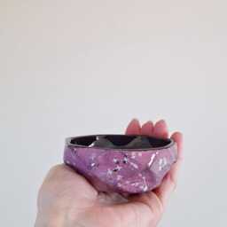 Pink/Purple Tea-Light Holder With Metallic Stars Sci-Fi Cosmic Jewellery Dish. Starry Skies Pot Galaxy Inspired Geometric Homeware