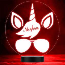 Unicorn Horn Wearing Sunglasses Cool Led Personalised Gift Night Light - thumbnail 1