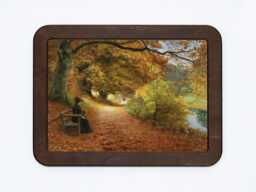A Wooded Path in Autumn Hans Anderson Brendekilde Nature Trees Stream River Painting Wooden Framed Art Print - thumbnail 1