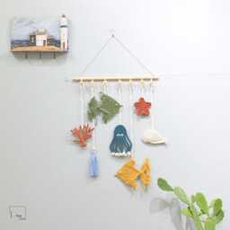 Ocean Macrame Wall Hanging Sea Creature Nursery Decor, Art, Christmas Gift For Kid, Baby Room Decor - thumbnail 3