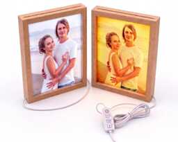 Personalised Wood Led Photo Frame - Custom Light Box, Usb Night - thumbnail 1