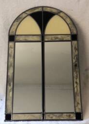 An Elegant Hand Painted Art Nouveau Style Arched Shape Mirror. 30 X 50 cm - thumbnail 1