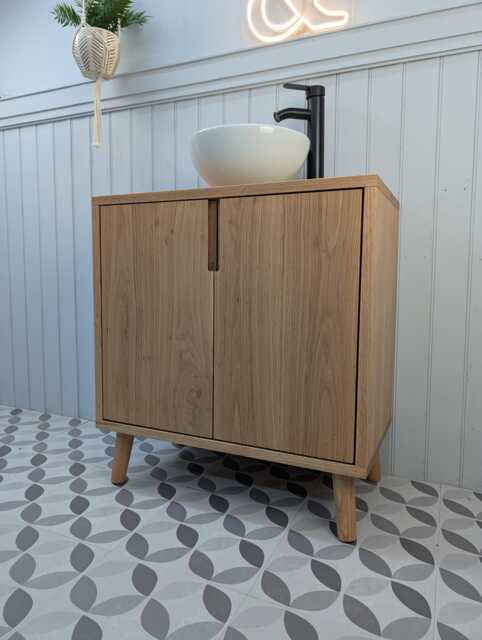 The Brampton/A Handmade Solid Oak Bathroom Vanity Unit With Tapered Legs - image 1