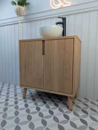 The Brampton/A Handmade Solid Oak Bathroom Vanity Unit With Tapered Legs