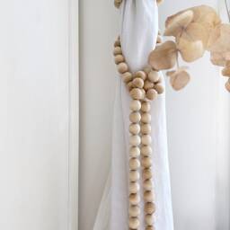 Wood Bead Curtain Tie Backs Bohemian Tassel Drapery Holdbacks - thumbnail 4