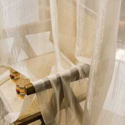 3 Colours Sheer Curtain Panel, Luxury Sparkle , Light Filtering Window Drapes, Elegant Gold Mesh For Living Room Bedroom - thumbnail 3