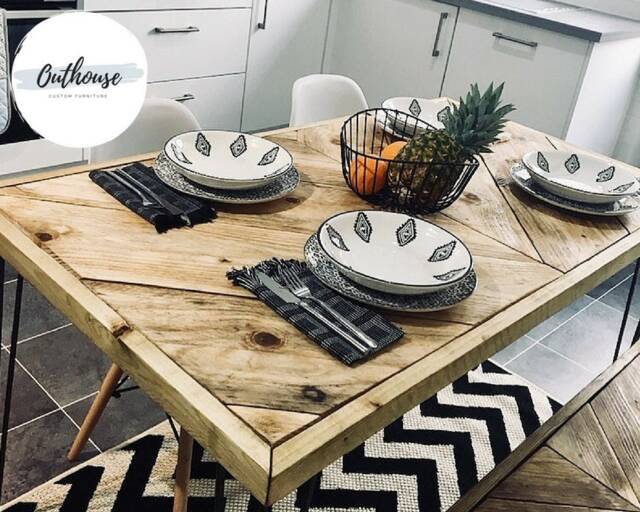 Custom Order 4Ft Industrial Style Scaffold Board Dining Table & Bench - image 1