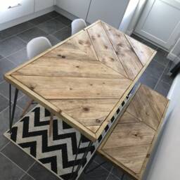 Custom Order 4Ft Industrial Style Scaffold Board Dining Table & Bench - thumbnail 3