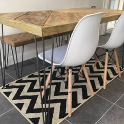 Custom Order 4Ft Industrial Style Scaffold Board Dining Table & Bench - thumbnail 4