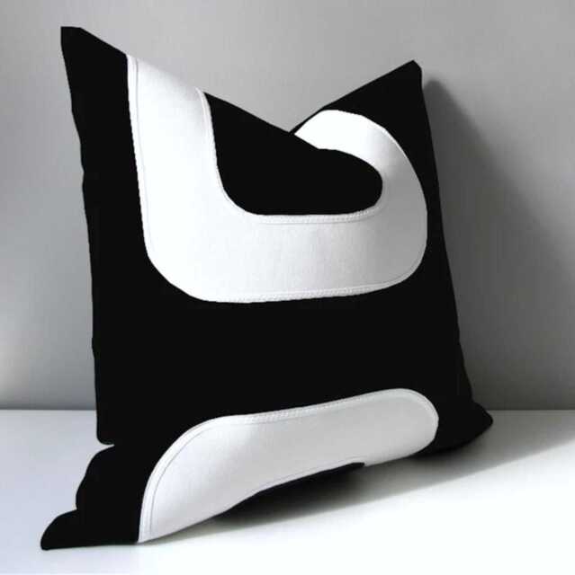 Black & White Sunbrella?? Outdoor Pillow Cover With Mid Century Modern Vibe, Decorative Cushions For Patio/Pool Chairs, Mazizmuse - image 1