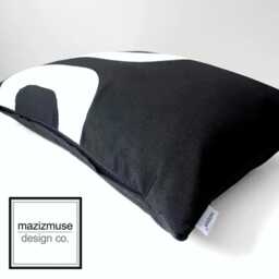 Black & White Sunbrella?? Outdoor Pillow Cover With Mid Century Modern Vibe, Decorative Cushions For Patio/Pool Chairs, Mazizmuse - thumbnail 2