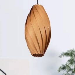 Large Hanging Lamp Made Of Cherry Tree Wood. Handmade Wooden From Cologne Studio - thumbnail 4