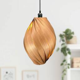 Large Hanging Lamp Made Of Cherry Tree Wood. Handmade Wooden From Cologne Studio