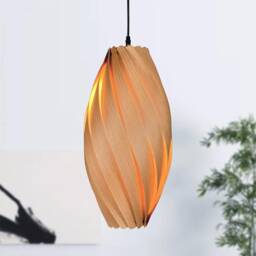 Large Hanging Lamp Made Of Cherry Tree Wood. Handmade Wooden From Cologne Studio - thumbnail 3