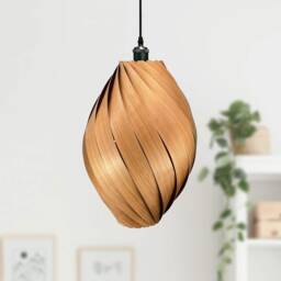 Large Hanging Lamp Made Of Cherry Tree Wood. Handmade Wooden From Cologne Studio - thumbnail 2