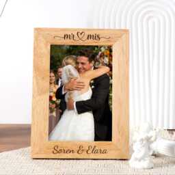 Engraved Photo Frame, Custom Engagement Couple Picture Frame, Wedding Family Personalized Frame - thumbnail 2