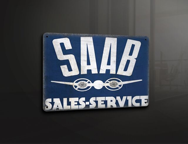Saab Car Sales & Service - Metal Sign Plaque Wall Art Decor Signage