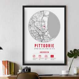 Aberdeen Fc Pittodrie Stadium Minimalist Map Prints & Frames - The Reds Memorabilia Gift Dad Granddad Uncle Brother For Him Her Football Fan - thumbnail 2