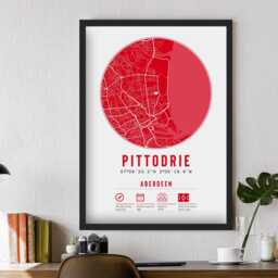 Aberdeen Fc Pittodrie Stadium Minimalist Map Prints & Frames - The Reds Memorabilia Gift Dad Granddad Uncle Brother For Him Her Football Fan - thumbnail 3