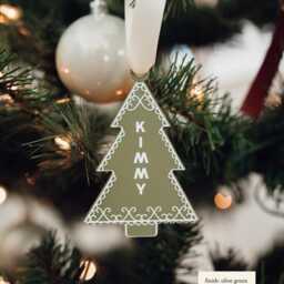 Personalized Gingerbread Stocking Tag, Holiday Gift Tags, Acrylic Christmas Name Custom Tag - thumbnail 2