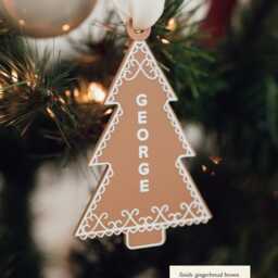 Personalized Gingerbread Stocking Tag, Holiday Gift Tags, Acrylic Christmas Name Custom Tag - thumbnail 3