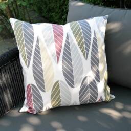 "Double Sided 20"" Retro Leaves Pillow Cover. Scandinavian Design, Cotton Fabric Design. For Cushion Size 50x50 cm - 20""x20" - thumbnail 3