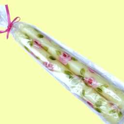 Hand Painted Pink Rose Taper Candles, Shabby Chic Decor, Set Of 2 Or 4 - thumbnail 3