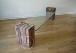 Reclaimed Wood Coffee Table Base, Rustic Modern Furniture. Glass Cocktail