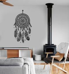 Wall Vinyl Decal Bedroom Decoration Dream Catcher Lakota Willow Hoop Snare Modern Ethnic Home Decor - #1017De - thumbnail 1