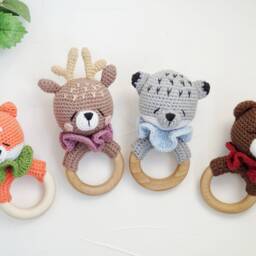 Bear, Fox, Deer, Frog, Raccoon, Rabbit, Wolf Baby Small Toys, Woodland Shower Gift, Forest Animal Toys For Newborn, Mom Gift Package - thumbnail 2