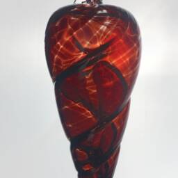 Hand Blown Spiral Glass Christmas Ornament in Ruby Red - thumbnail 2