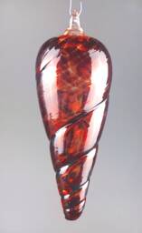 Hand Blown Spiral Glass Christmas Ornament in Ruby Red