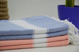 Blue Towel, White Striped Towel, Orange Towel, Soft Towel, 40x70 Turkish Towel, Handmade Towels, Bath Towels, Striped Towels Mtn-Sft