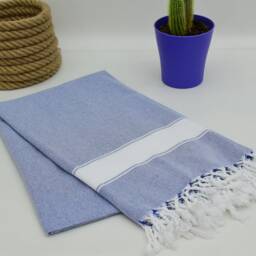 Blue Towel, White Striped Towel, Orange Towel, Soft Towel, 40x70 Turkish Towel, Handmade Towels, Bath Towels, Striped Towels Mtn-Sft - thumbnail 3