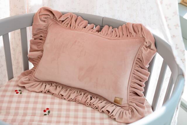 "Soft Velvet Pillow With Frill ""Light Pink" - image 1