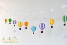 Handmade Felt Hot Air Balloon Garland - Baby Nursery Decor - thumbnail 1